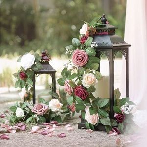 Ling's moments lantern flower/ centerpiece decor Marsala qty6